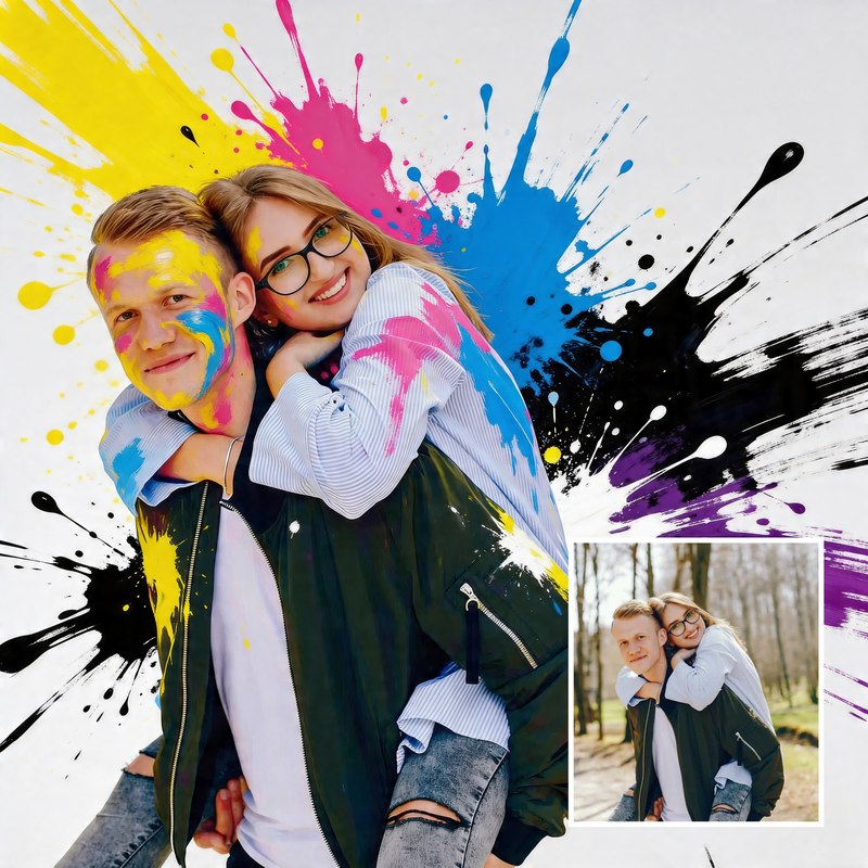 Портрет splash art по фото: динамичная работа